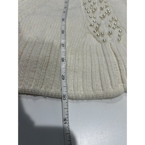 Roamans Womens Chunky Knit Tunic Sweater Crew Neck Swing 18/20 1X Ivory Pearls - Picture 9 of 9